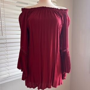 Elan Off-Shoulder Burgundy Blouse